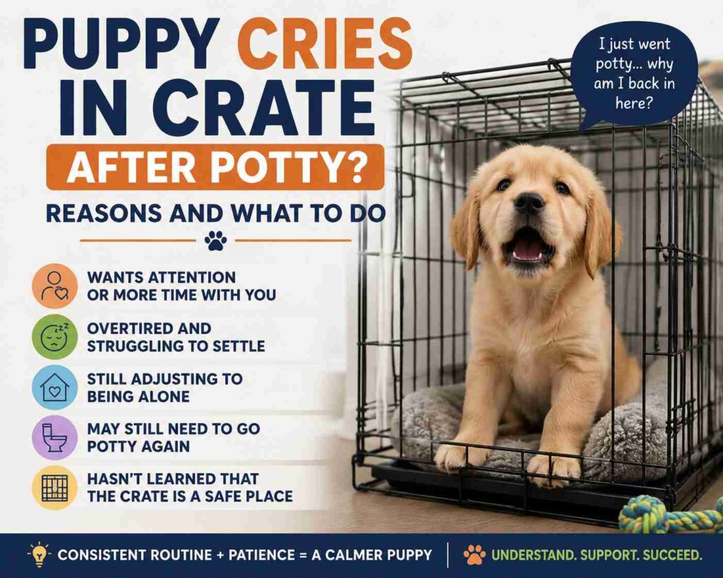 Puppy Cries in Crate After Potty? Reasons and What to Do