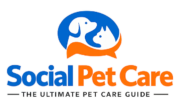 Social-Pet-Care. Social Pet Care logo featuring dog and cat silhouettes in a blue and orange speech bubble.