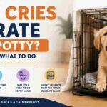 puppy cries in crate after potty